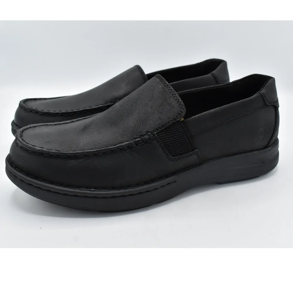 Born Mariner Loafers Mens 9 Black Full Grain Leather Slip On Moc Toe Shoes NEW